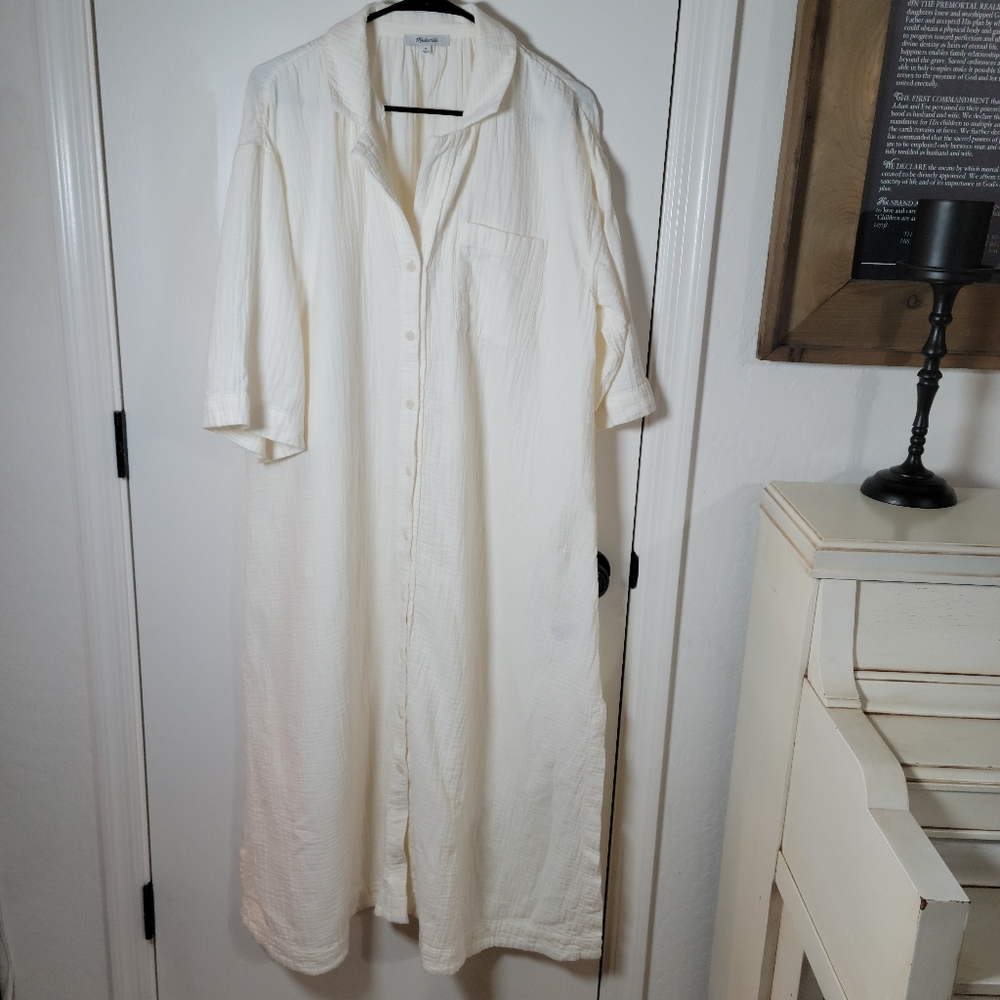 Madewell Lightestspun Cover-Up Maxi Shirtdress | 100% Cotton | Size Medium - Picture 1 of 10